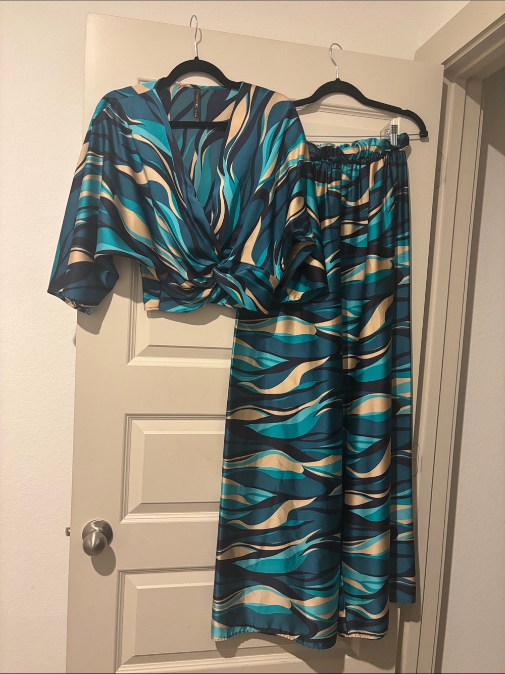 Renee C. Teal, Navy & Cream Striped Set